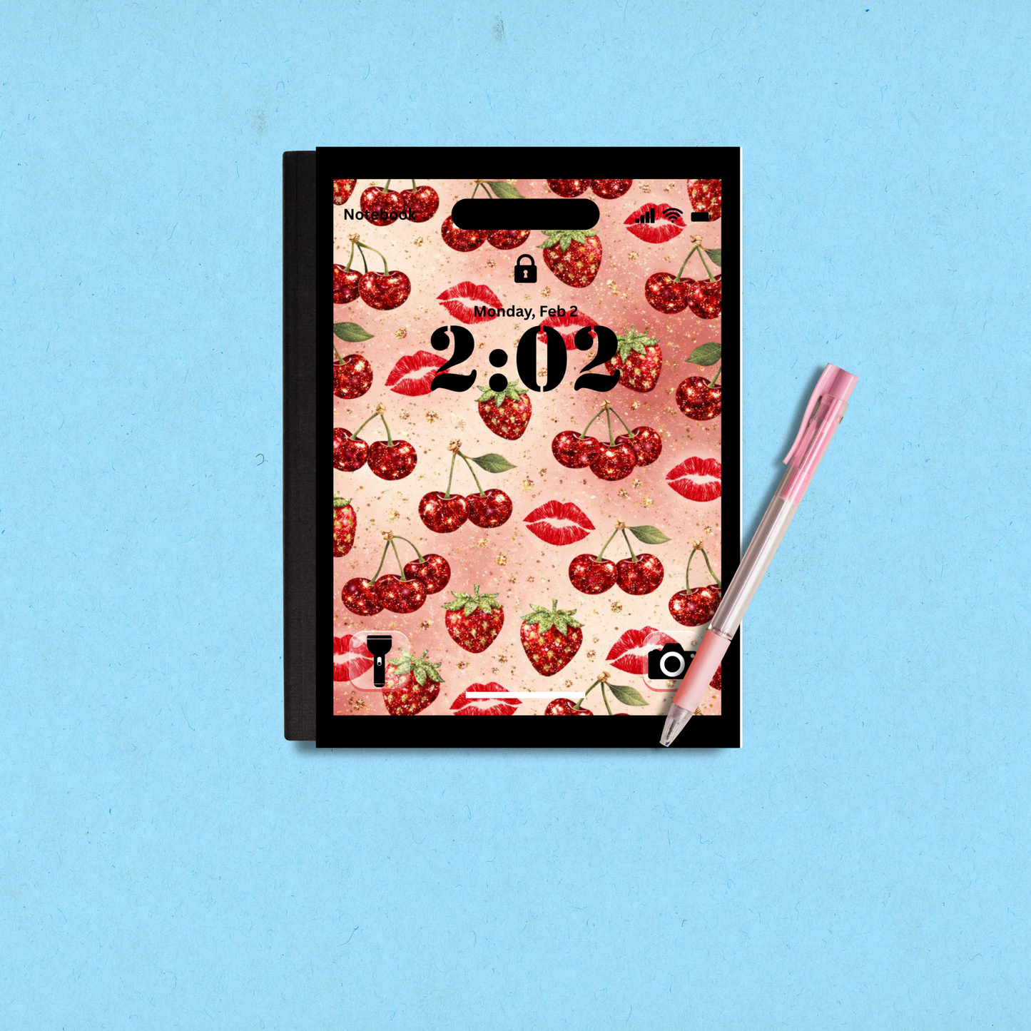 Cherry-Kissed Lockscreen Notebook