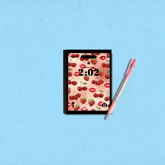 Cherry-Kissed Lockscreen Mini Notebook